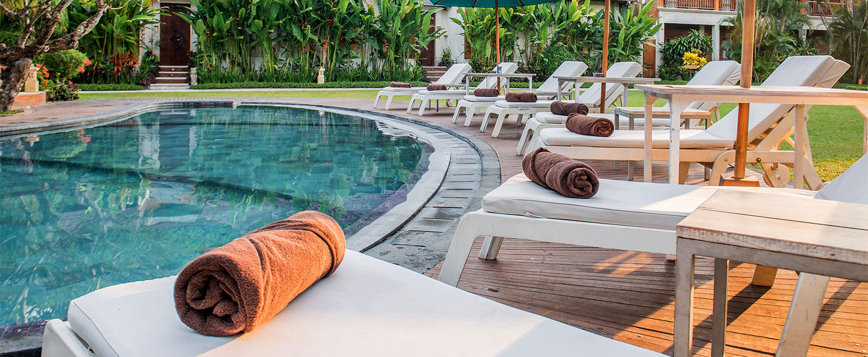 Safe and shallow children's pool area at Astagina Resort Bali for family holidays
