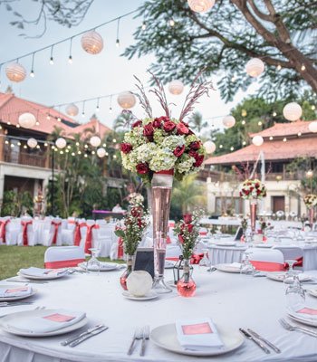 Elegant outdoor wedding reception at Astagina Resort