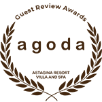 An Agoda Guest Review Award for the Astagina Resort Villa and Spa.