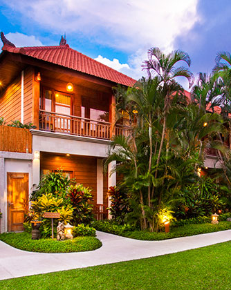Exterior of a two-bedroom garden villa at Astagina Resort