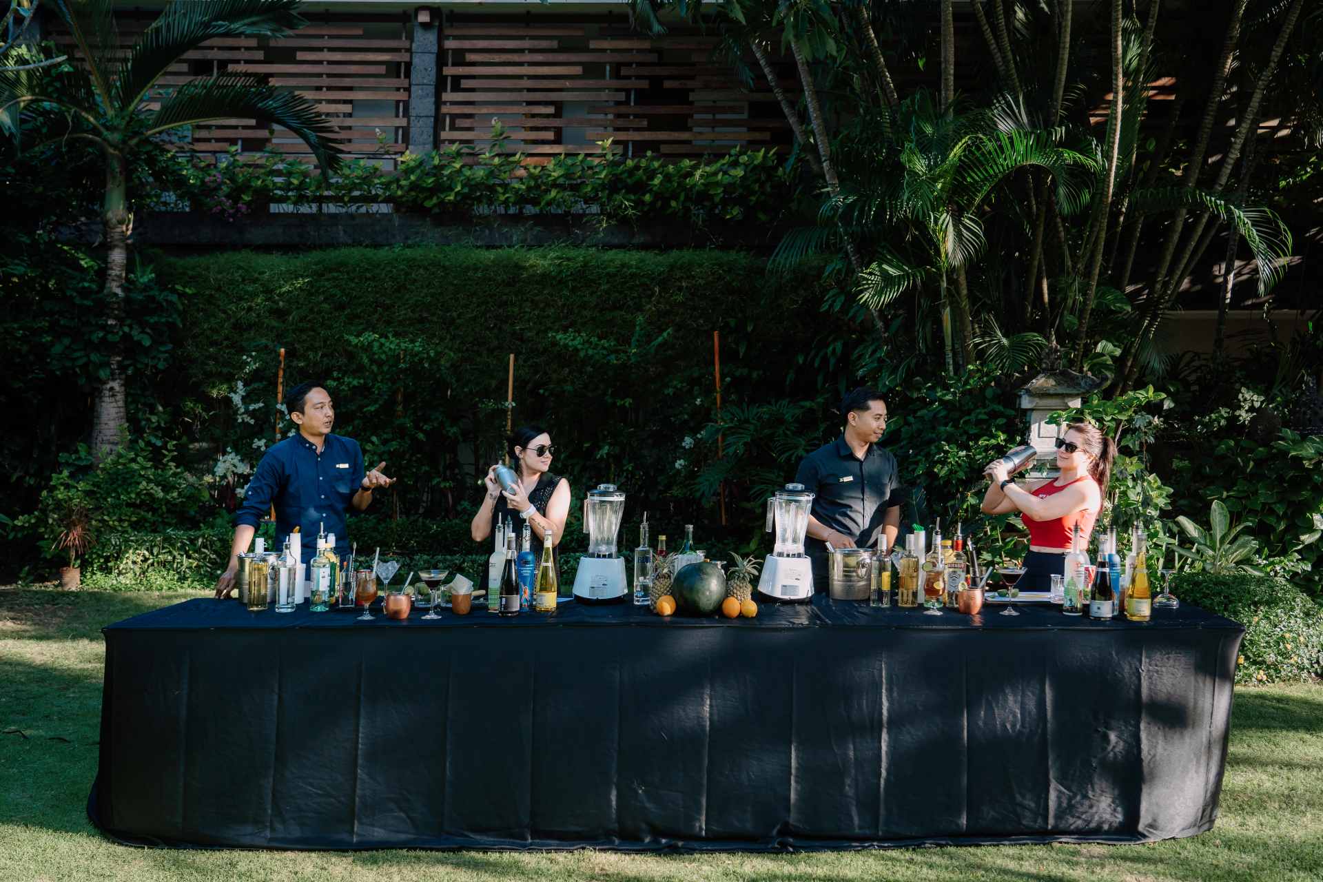 Cocktail making class activity for guests at Astagina Resort Villa and Spa bar.