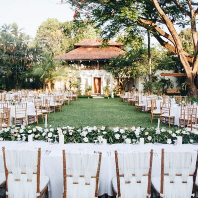 Beautiful outdoor wedding reception area at Astagina Resort