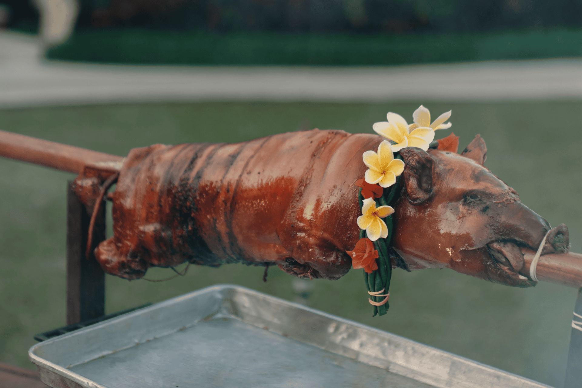Authentic Balinese Babi Guling suckling pig dish served at Astagina Resort restaurant.